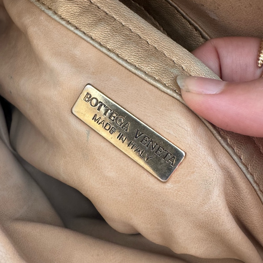 Bottega Veneta Vintage Gold Woven Intrecciato Leather Double Strap Bag authentic - Picture 10 of 12